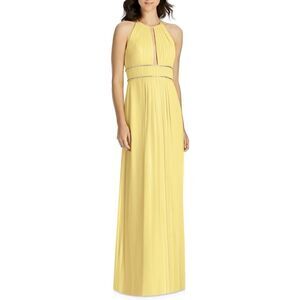 NWT Jenny Packham Lux Chiffon Halter Bridesmaid Gown with Beaded Trim